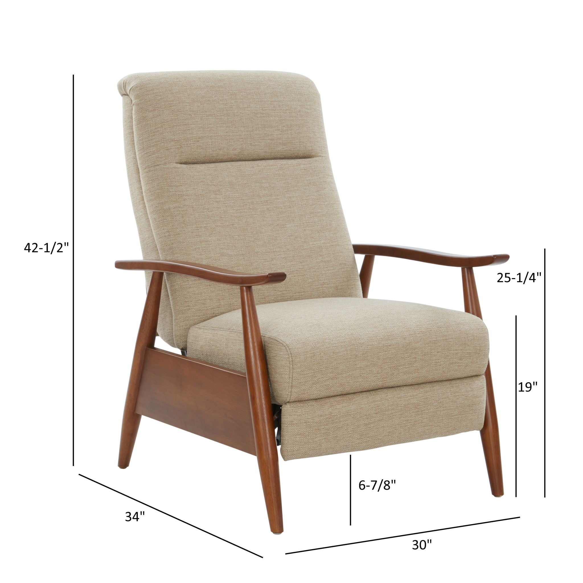 Brixton - Compact Push-Back Recliner Chair with Cushioned Headrest