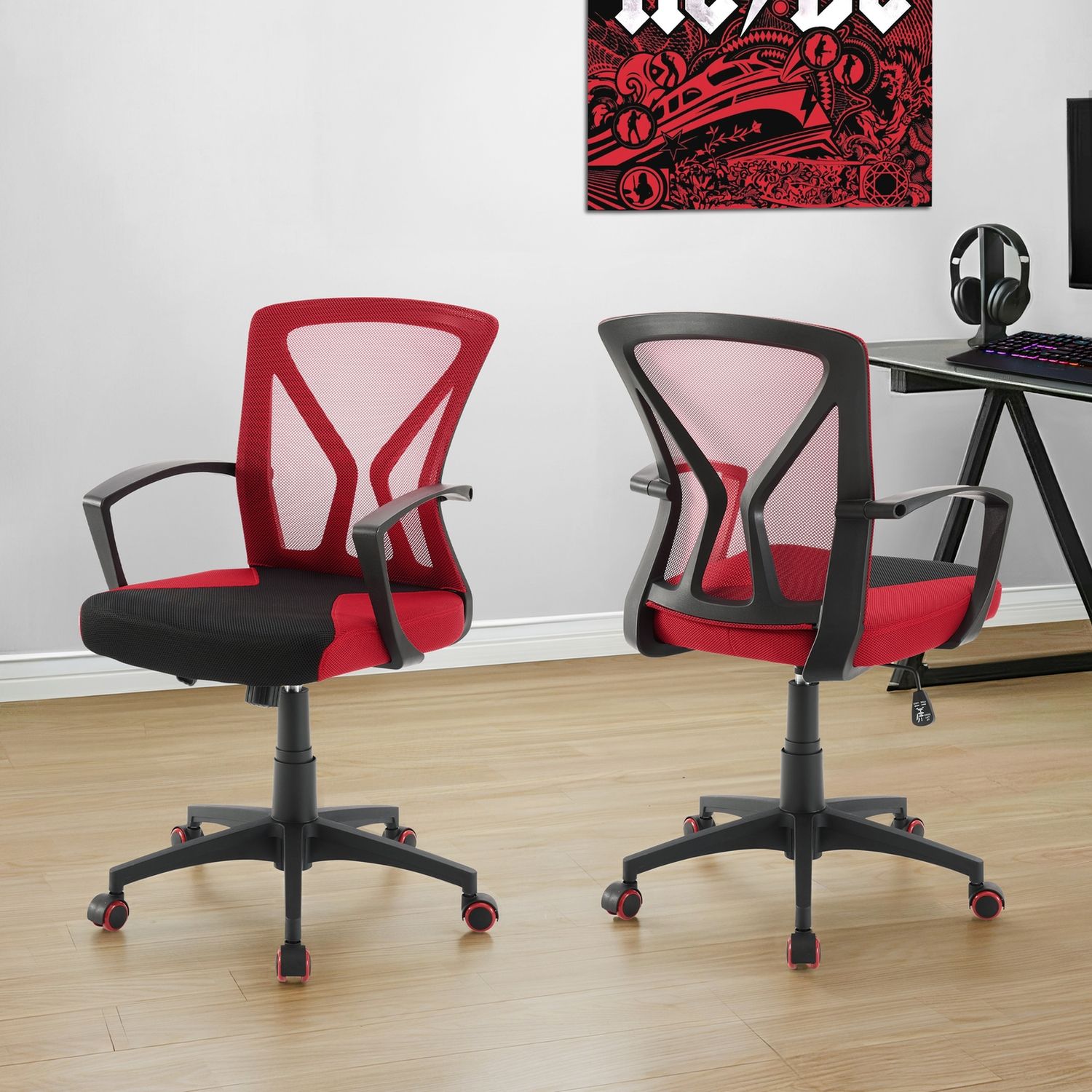 Adjustable Height Swivel Office Chair - Black – view 2