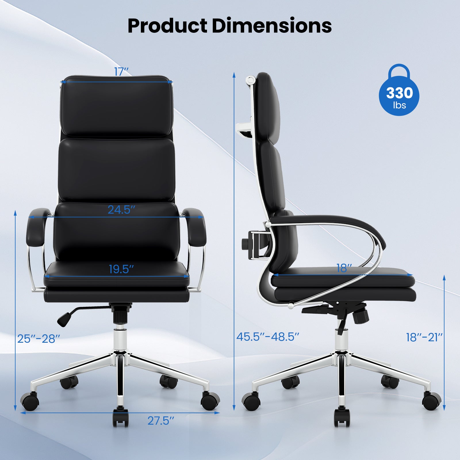 Ergonomic Leather Office Chair with Rocking Function - Black – view 4