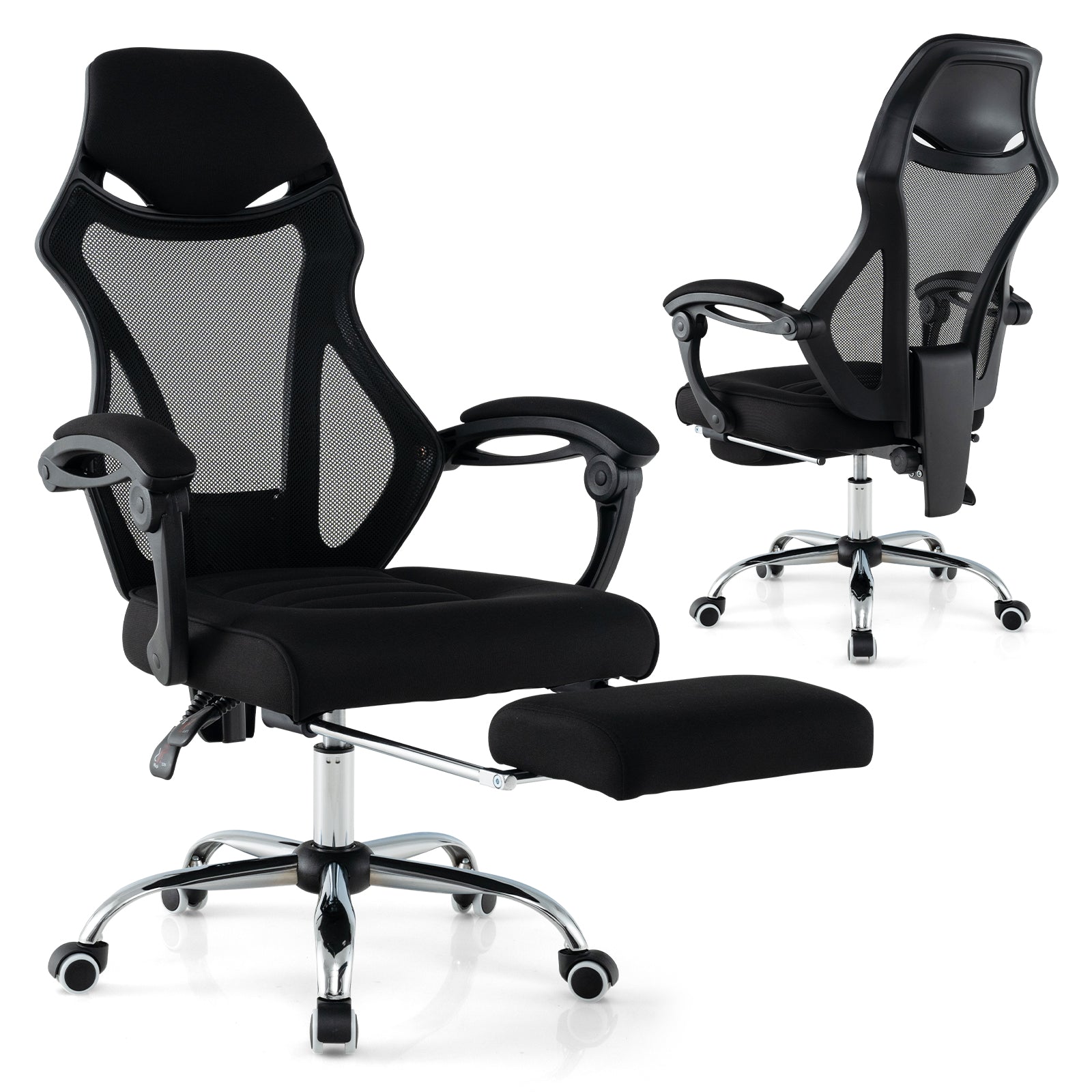 Ergonomic Mesh Office Chair with Footrest - Black – view 4