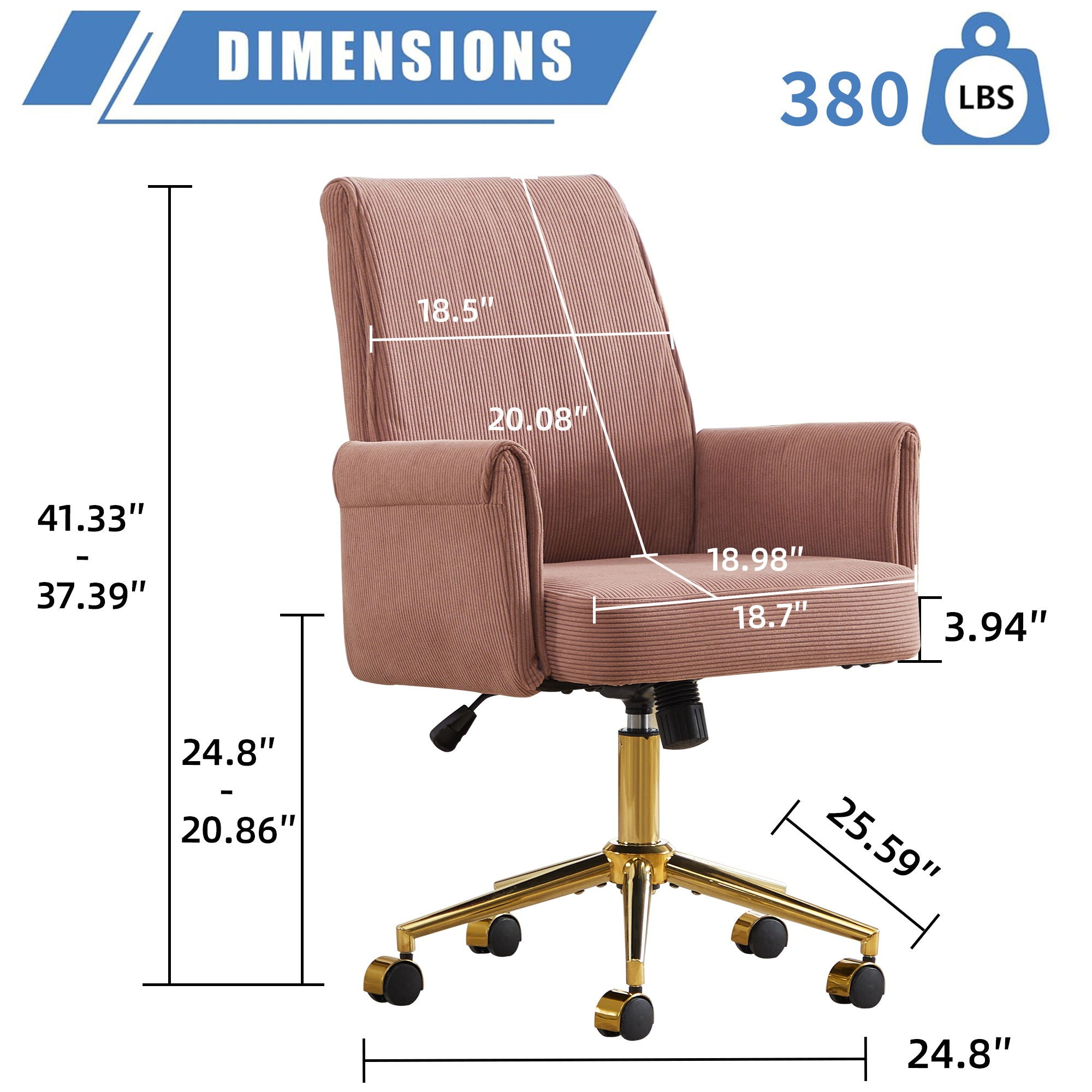 Ergonomic Mid-Back Office Chair with Striped Fabric – view 12