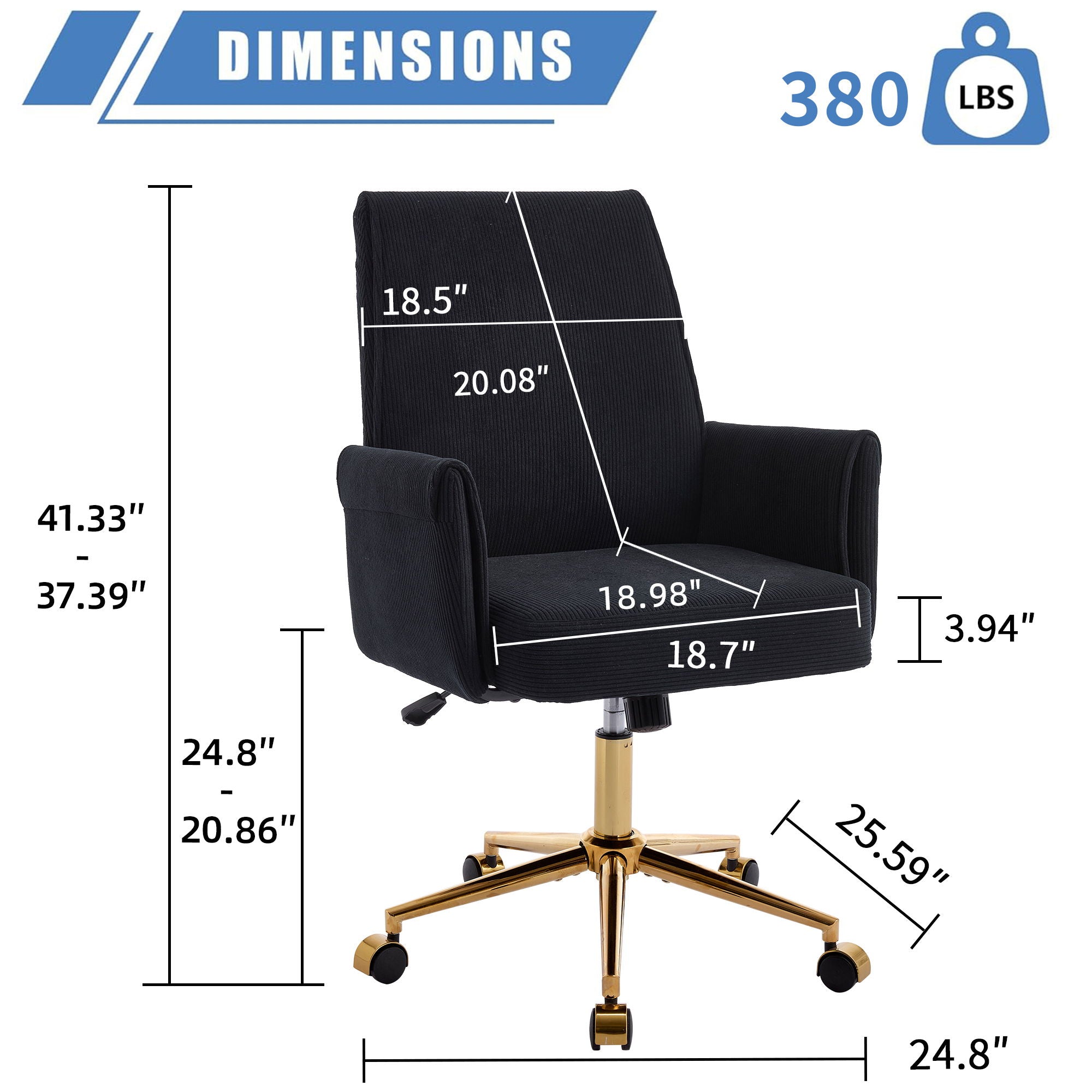Ergonomic Mid-Back Office Chair with Striped Fabric – view 13