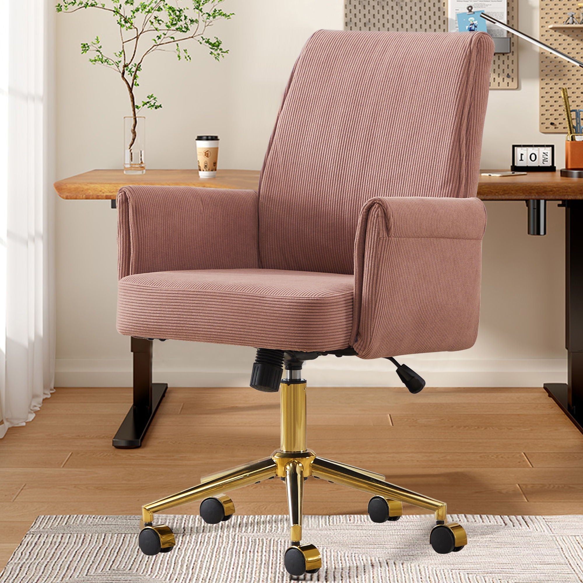 Ergonomic Mid-Back Office Chair with Striped Fabric – view 7