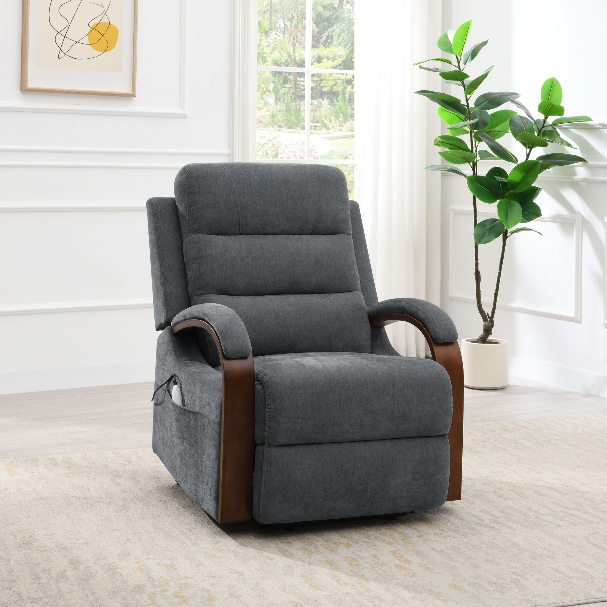 Kayla Power Lift Recliner with Heat and Massage - Gray – view 3