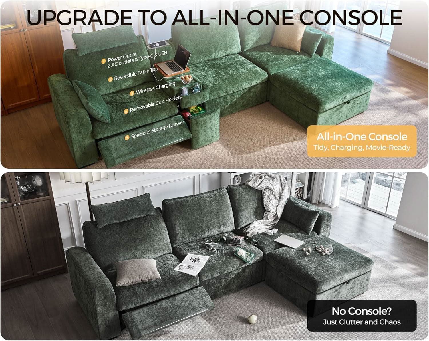 Green Oversized Power Recliner Sofa For Living Room
