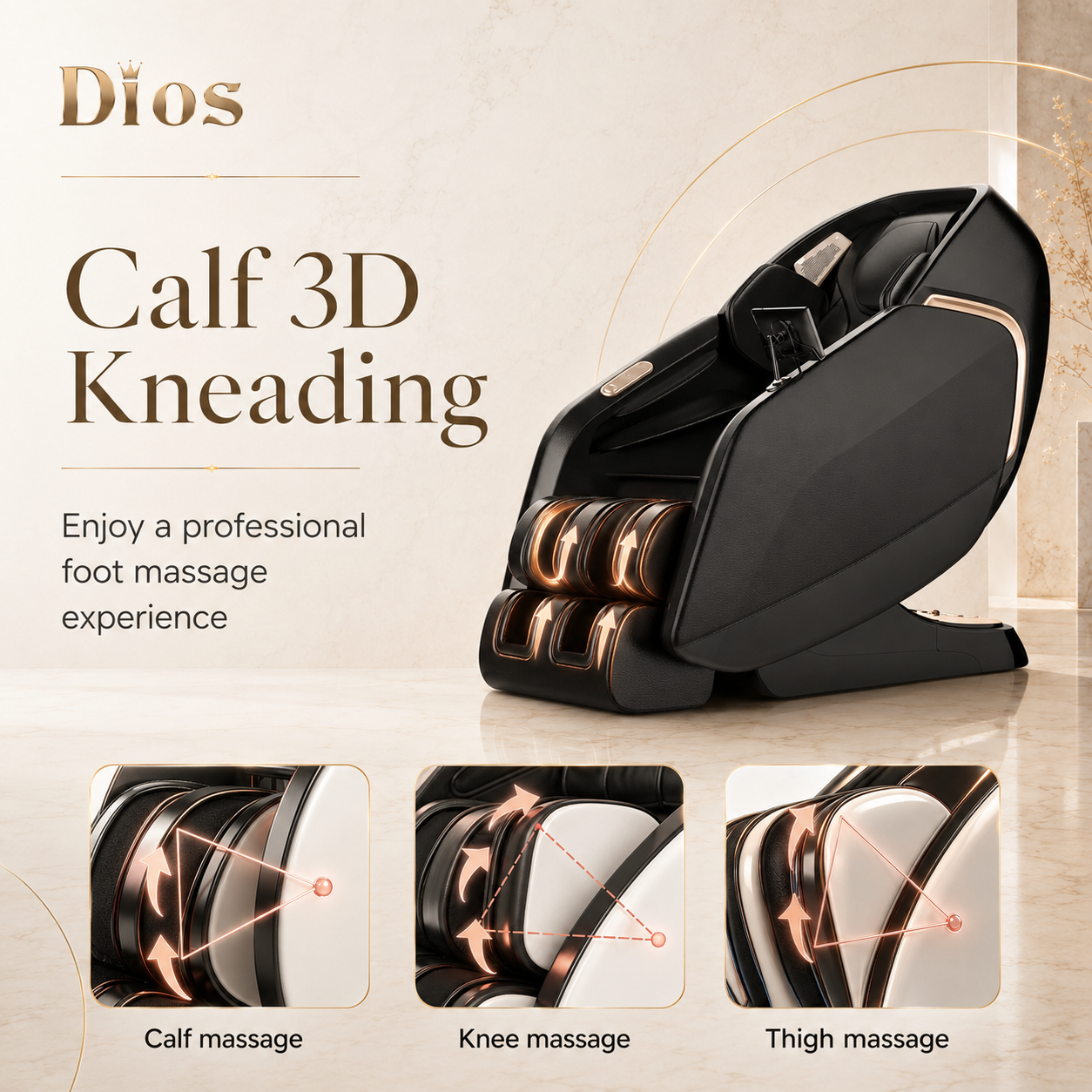 Kahuna DIOS 7300 – 7D AI Dual Core (4D+3D) Massage Chair with Air Float System & 3D Calf Kneading