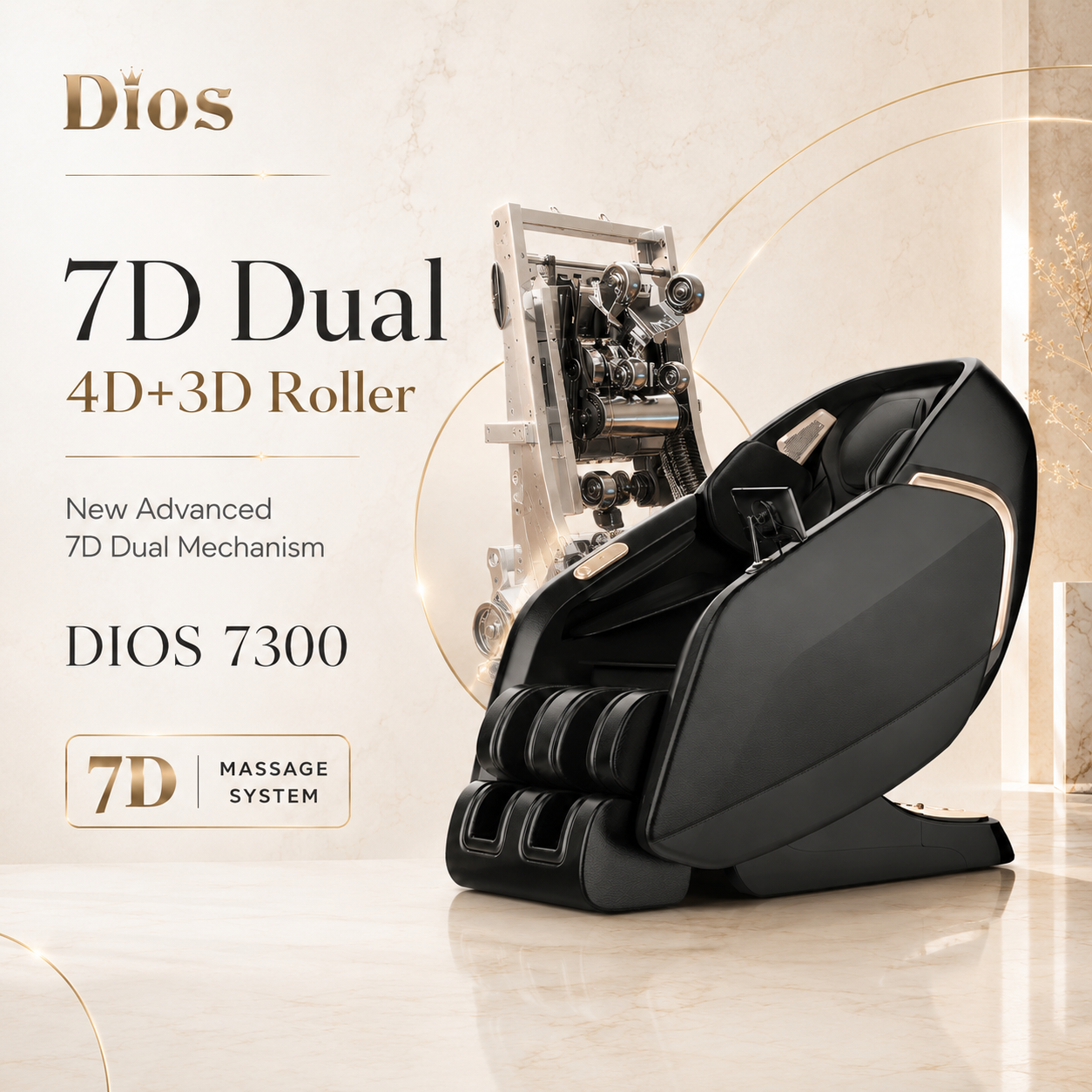 Kahuna DIOS 7300 – 7D AI Dual Core (4D+3D) Massage Chair with Air Float System & 3D Calf Kneading