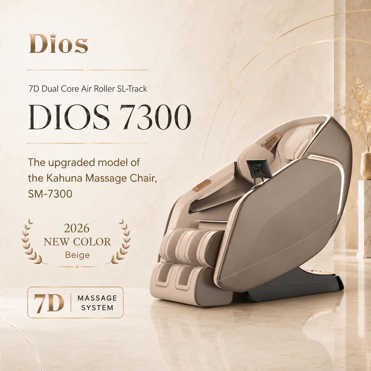 Kahuna DIOS 7300 – 7D AI Dual Core (4D+3D) Massage Chair with Air Float System & 3D Calf Kneading