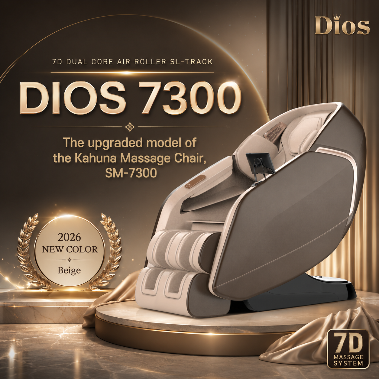Kahuna DIOS 7300 – 7D AI Dual Core (4D+3D) Massage Chair with Air Float System & 3D Calf Kneading
