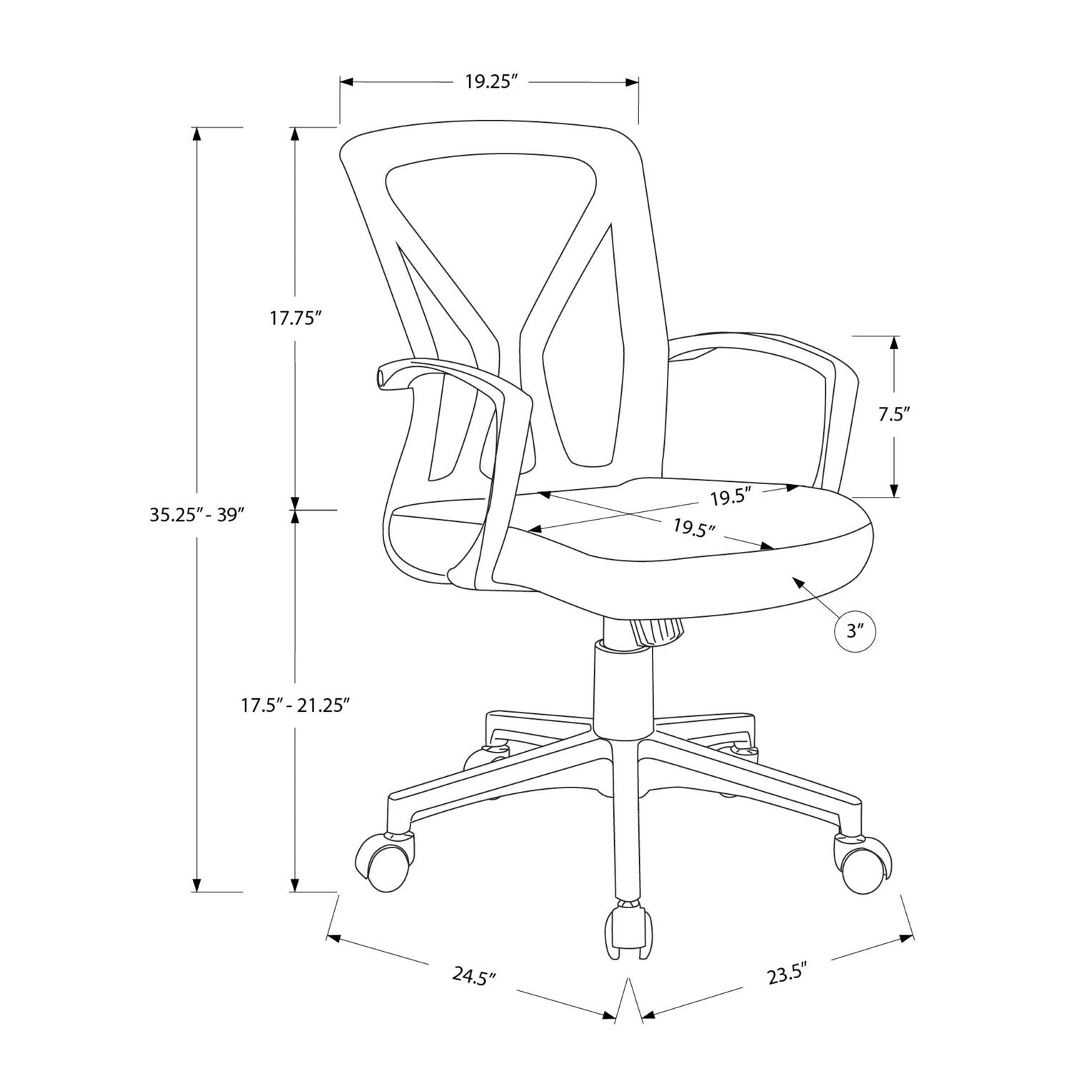 Adjustable Height Swivel Office Chair - Black – view 4