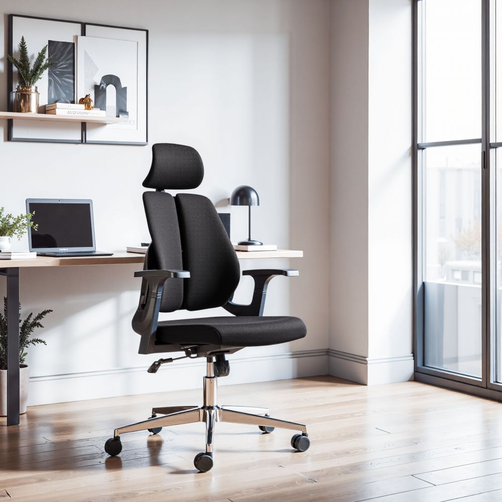 Black Mesh Fabric Office Chair – view 2