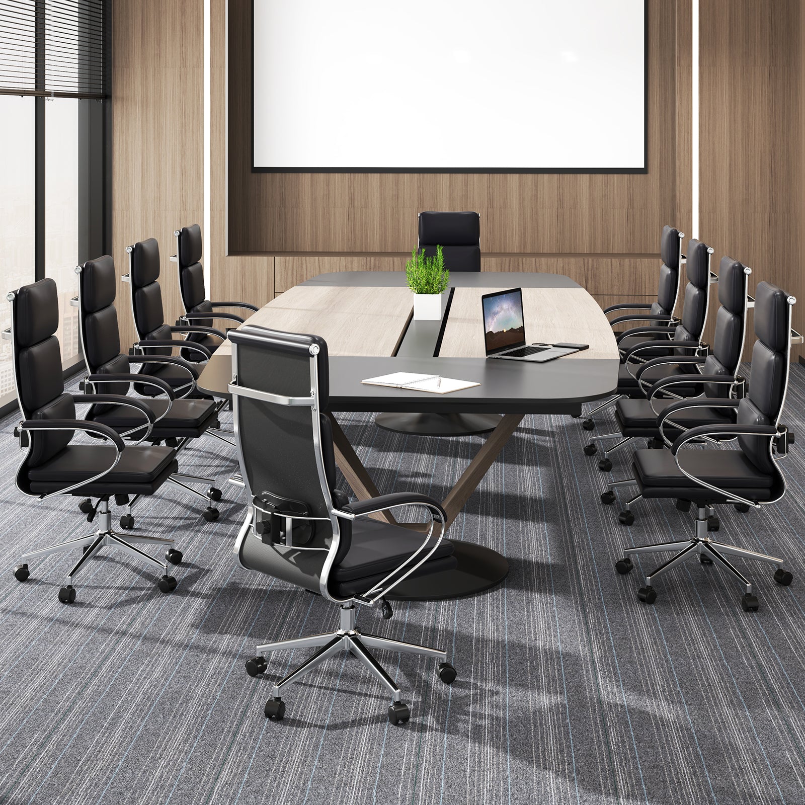 Ergonomic Leather Office Chair with Rocking Function - Black – view 5