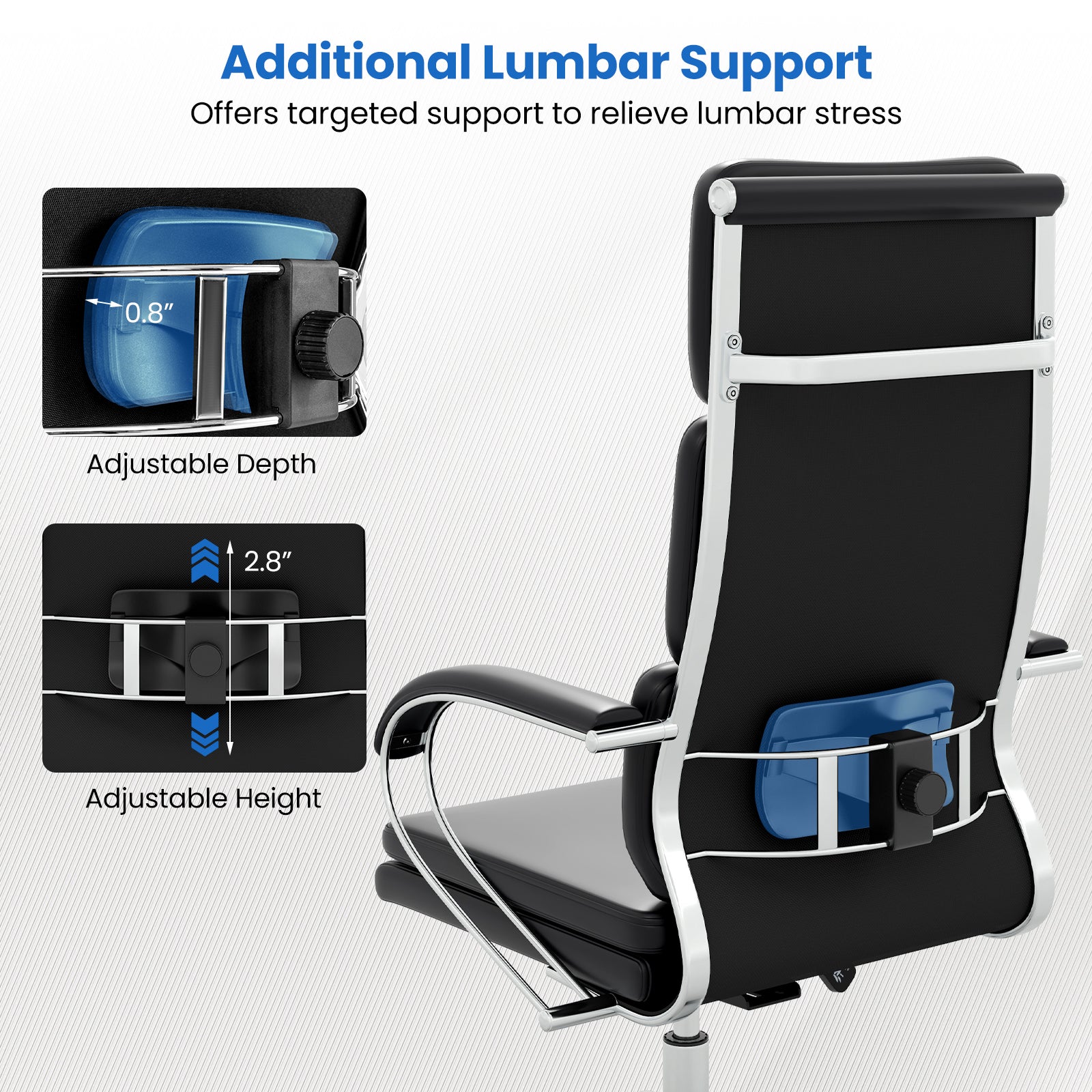 Ergonomic Leather Office Chair with Rocking Function - Black – view 7