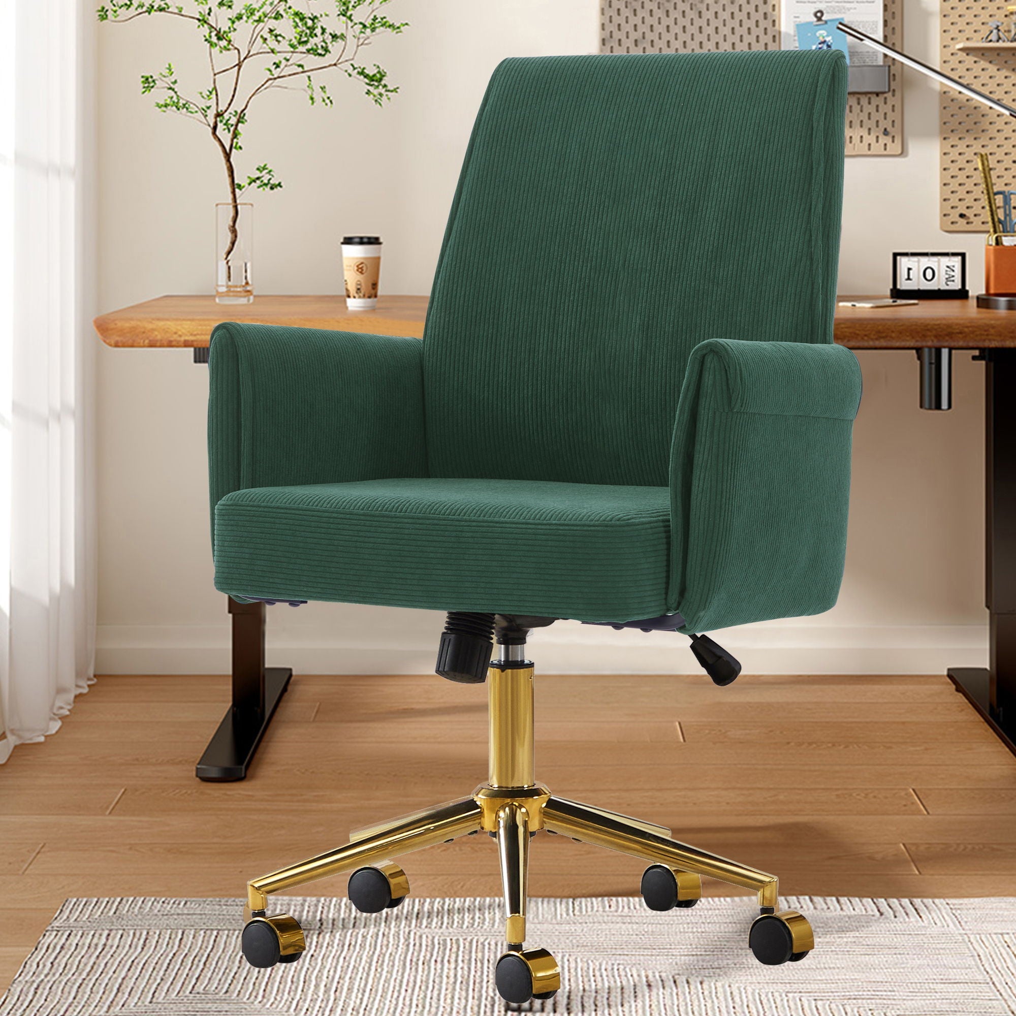 Ergonomic Mid-Back Office Chair with Gold Base – view 7