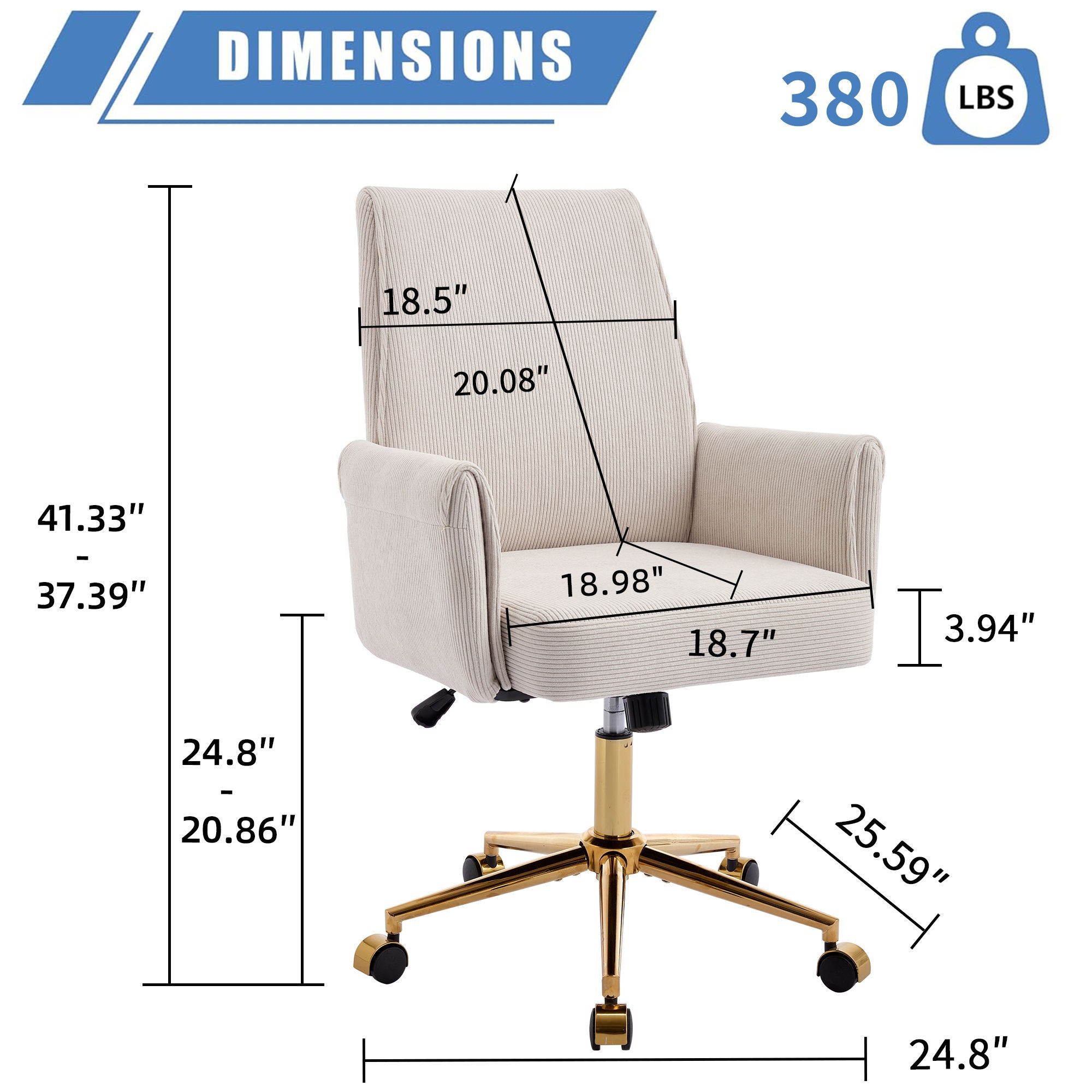 Ergonomic Mid-Back Office Chair with Striped Fabric – view 15