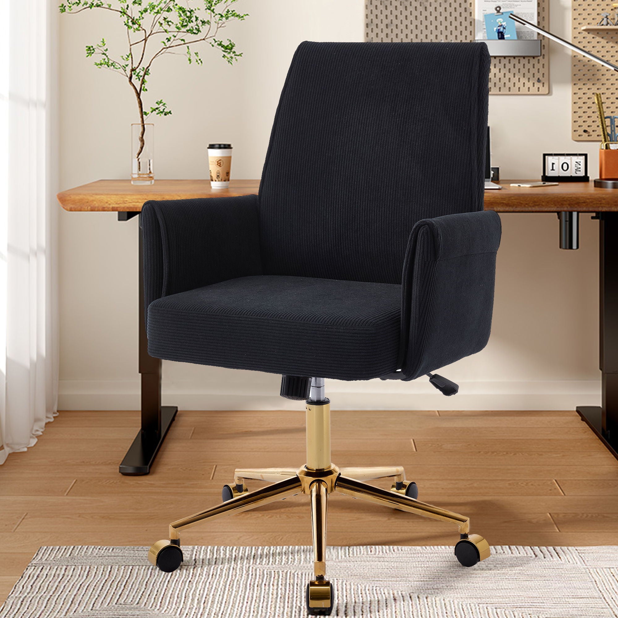 Ergonomic Mid-Back Office Chair with Striped Fabric – view 6