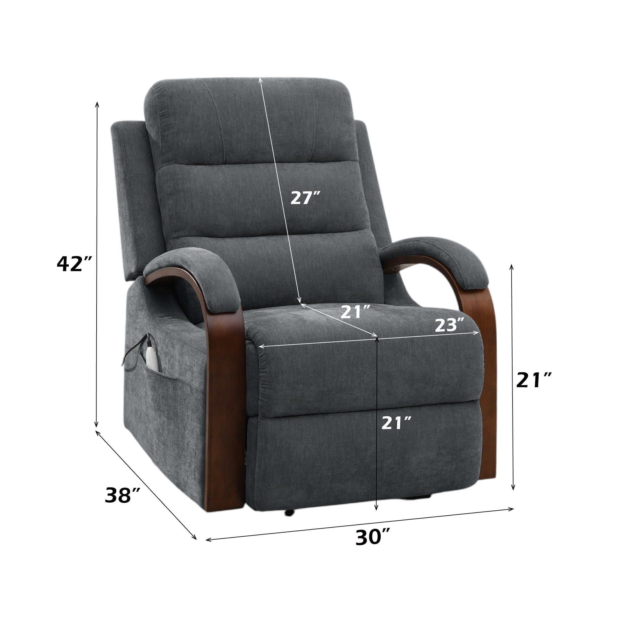 Kayla Power Lift Recliner with Heat and Massage - Gray – view 4