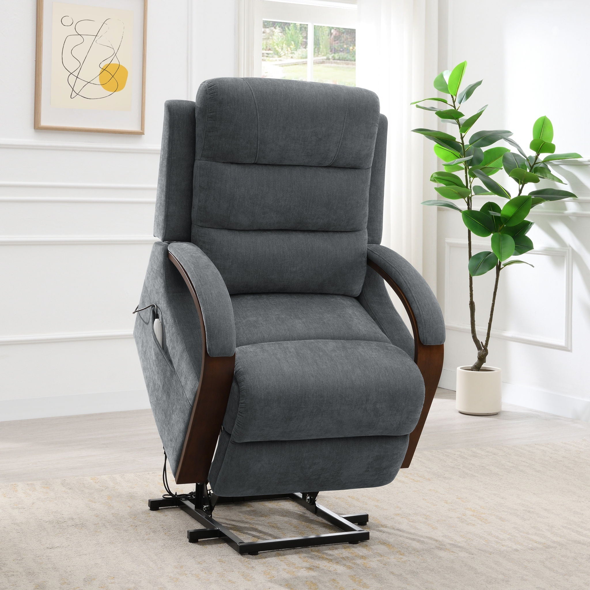 Kayla Power Lift Recliner with Heat and Massage - Gray – view 5
