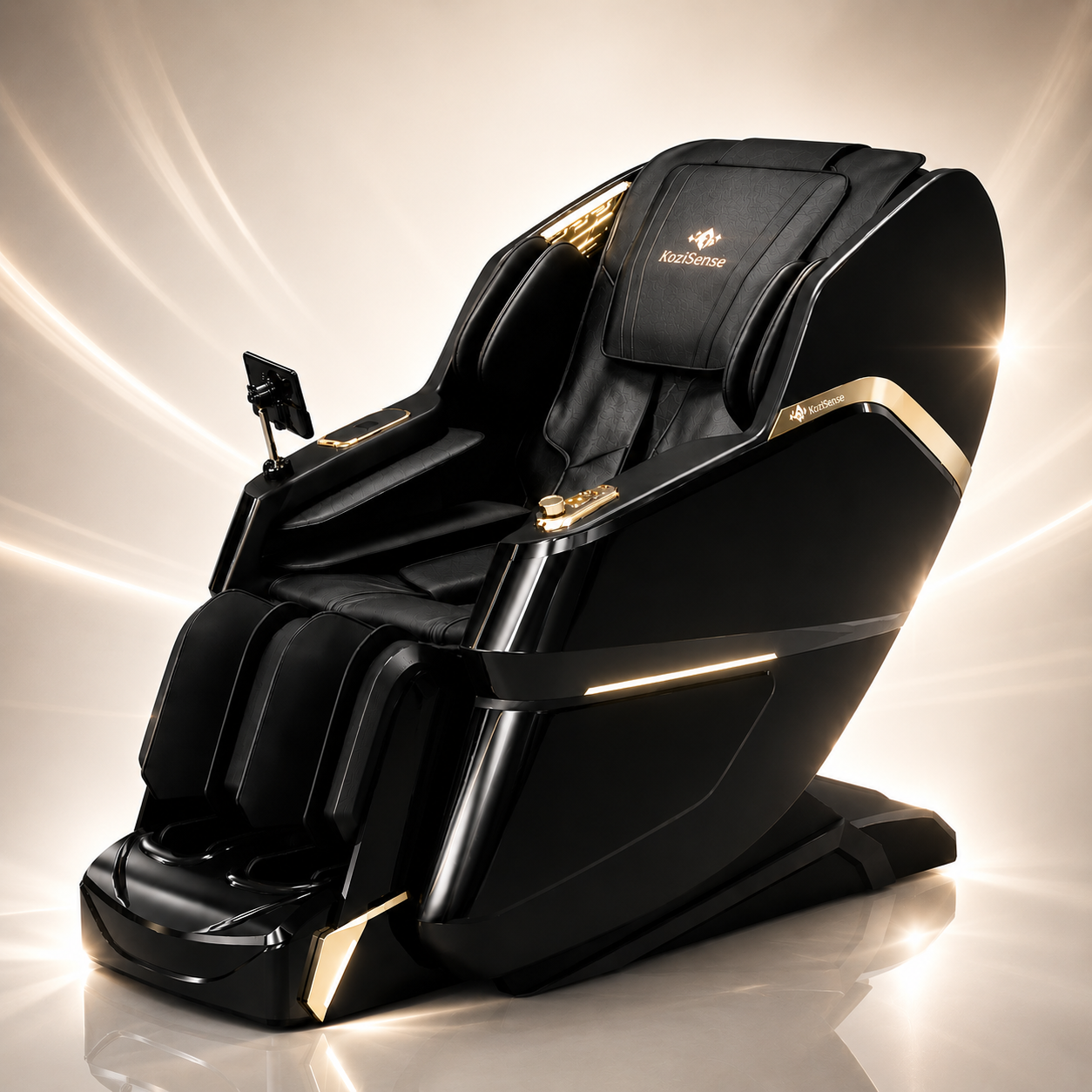 KoziSense KZ-605 4D massage chair in black, front view