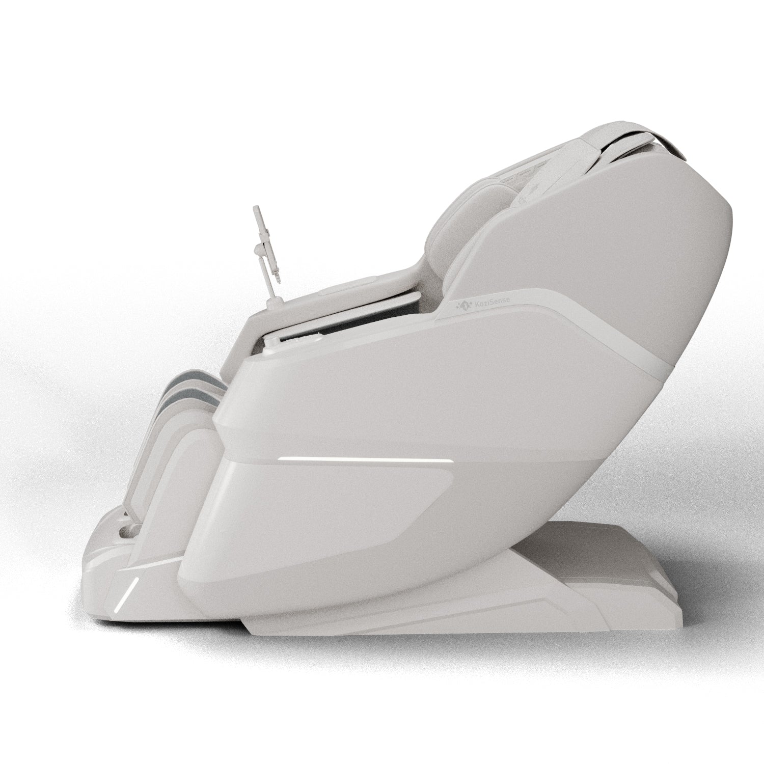 KoziSense KZ-605 massage chair in white, angled view