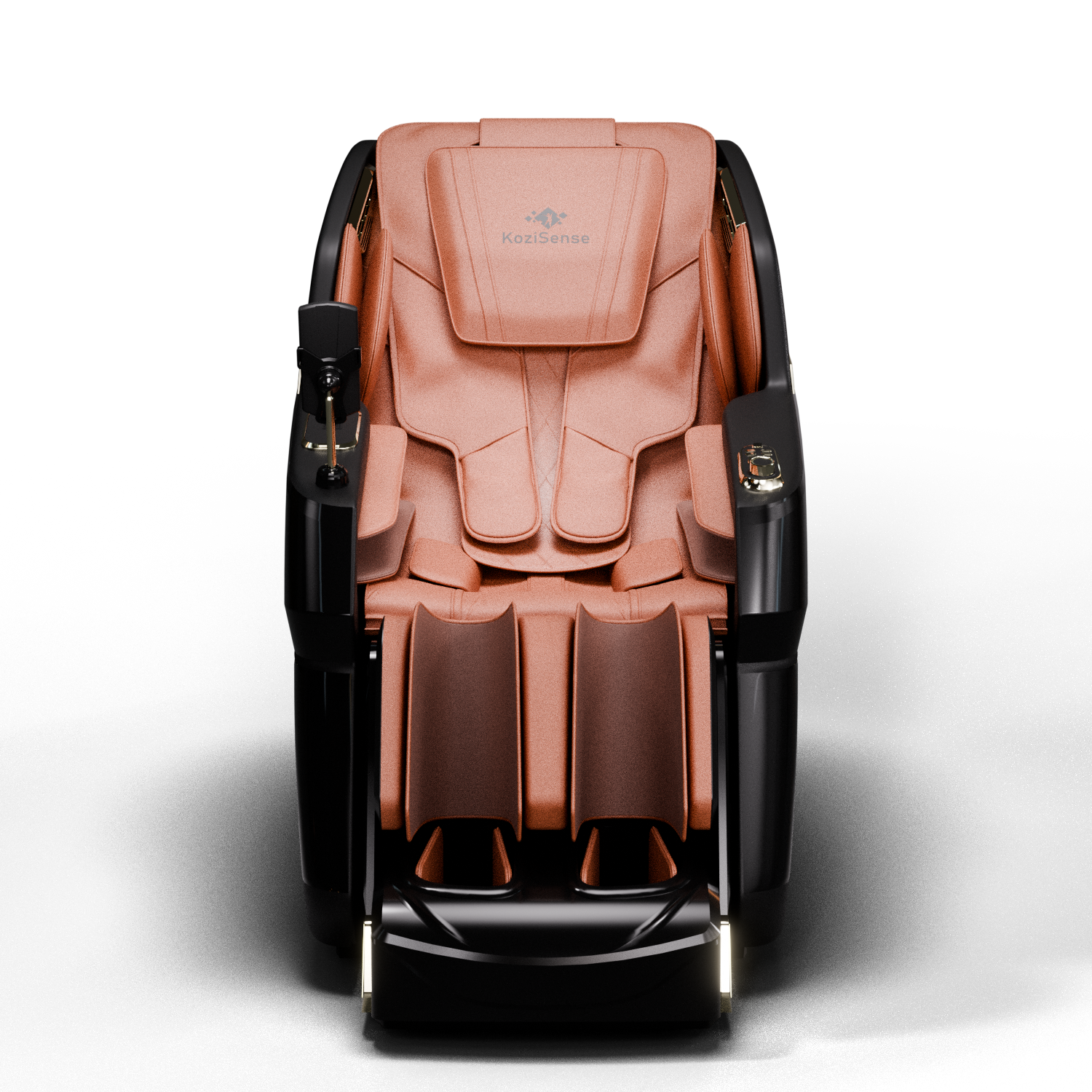 KoziSense KZ-605 black and orange massage chair, side profile