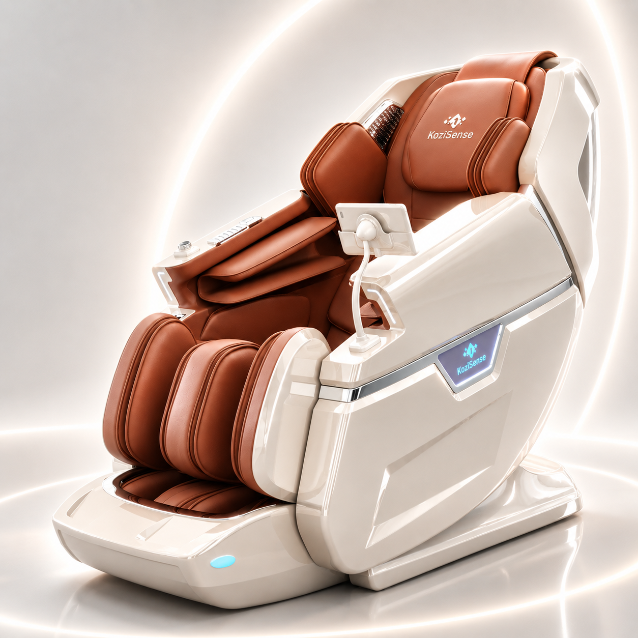 KoziSense KZ-L66 4D + 3D massage chair in white, front view