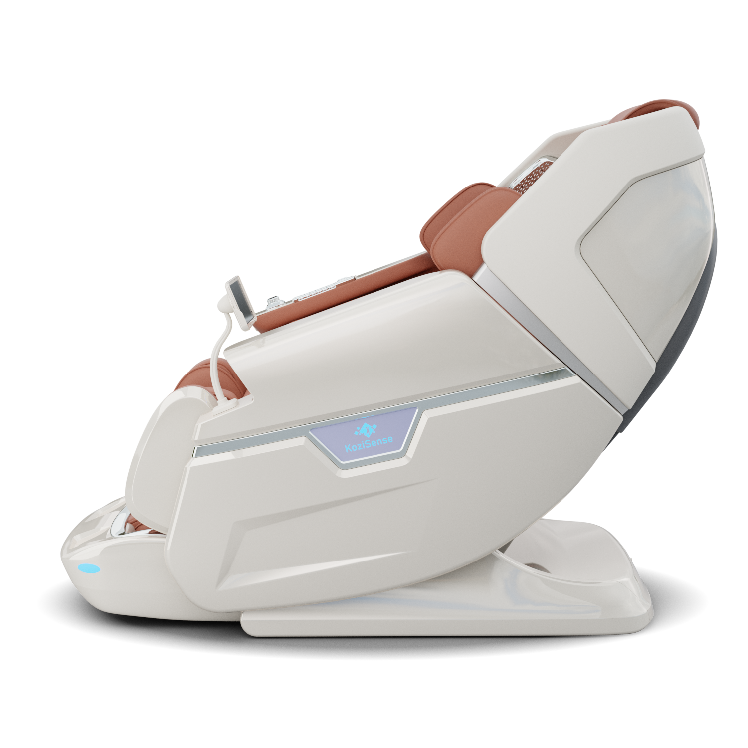 KoziSense KZ-L66 white massage chair, angled view