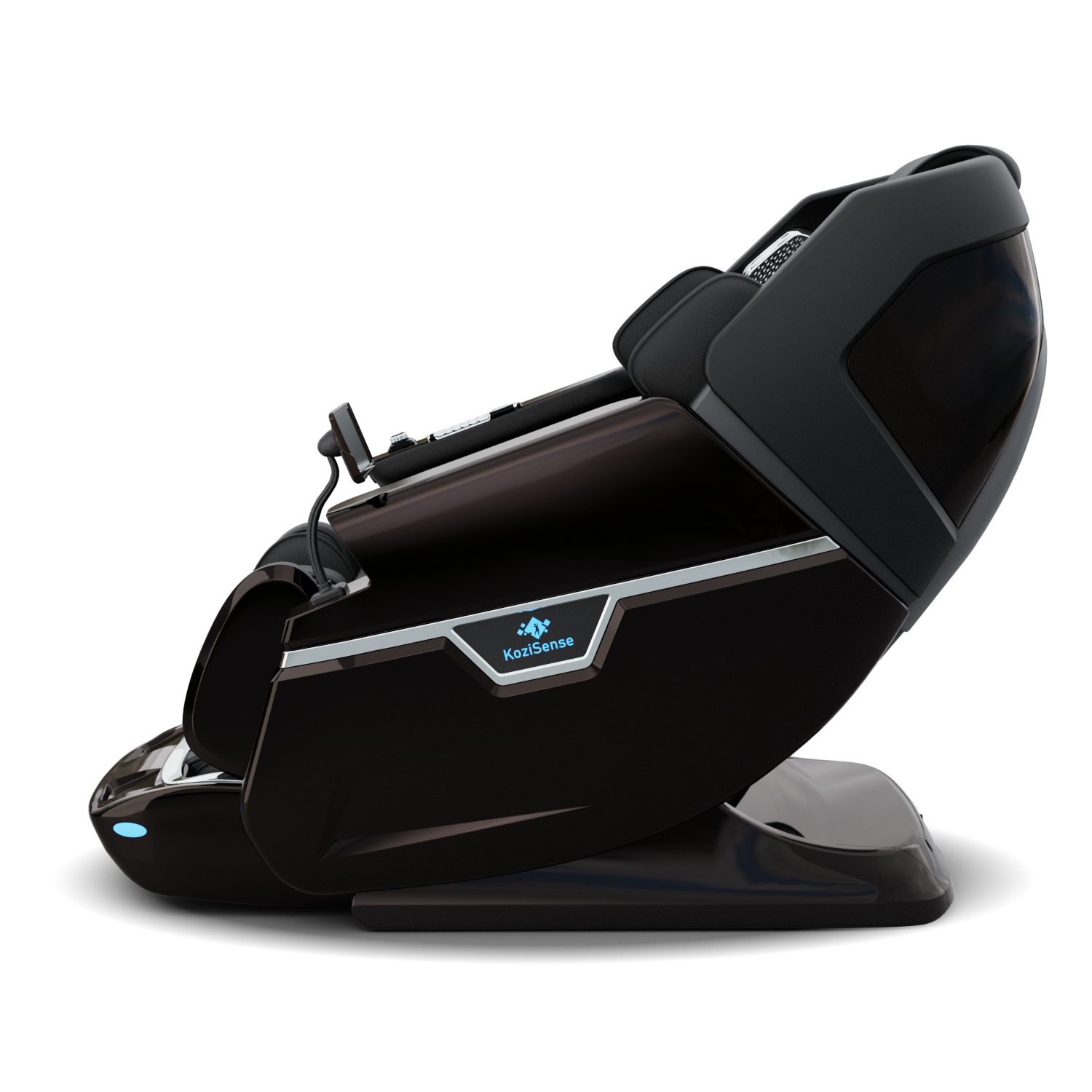 KoziSense KZ-L66 massage chair in black, angled view