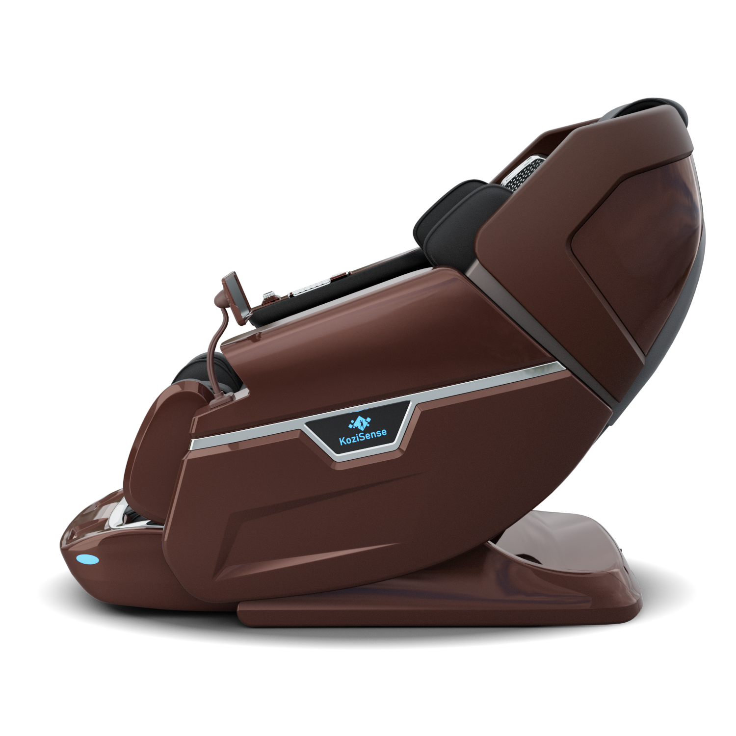 KoziSense KZ-L66 massage chair in brown, angled view