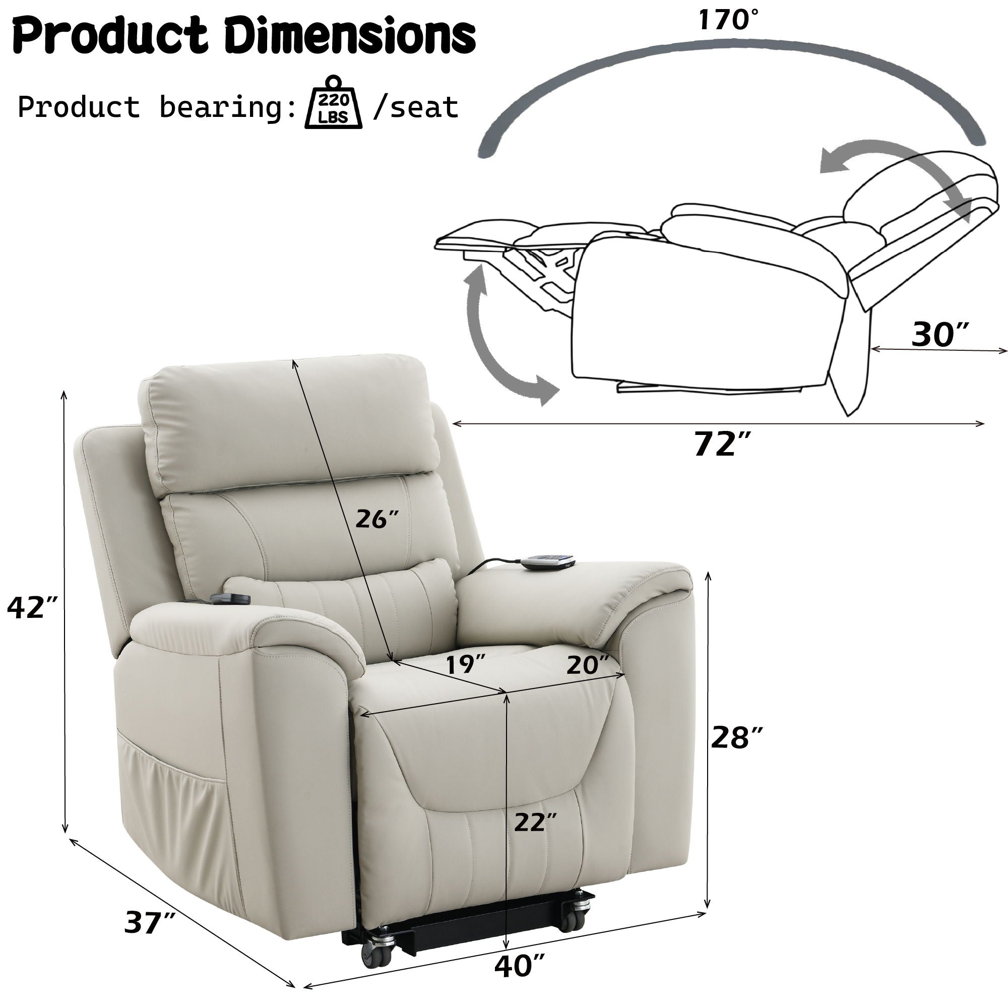 Sterling Zero Gravity Power Lift Recliner – view 7